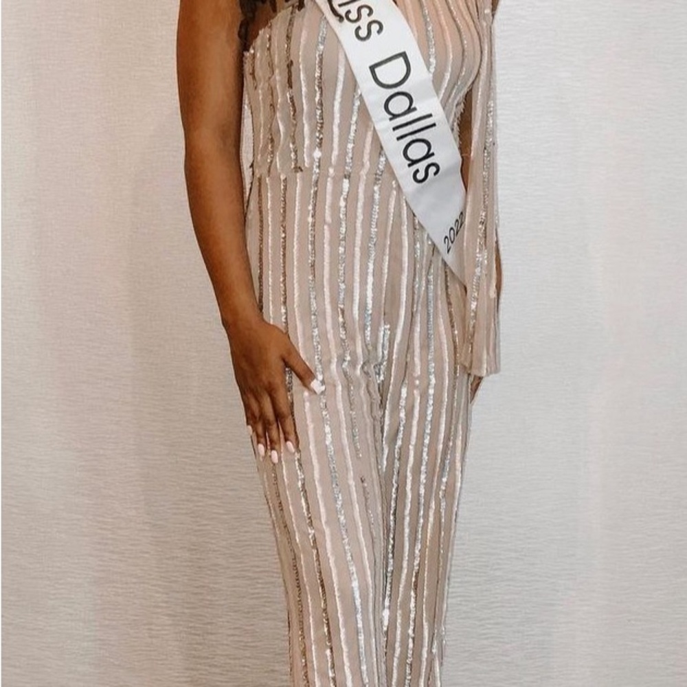 ASOS Cream and Silver Shimmering Jumpsuit for Formal Events